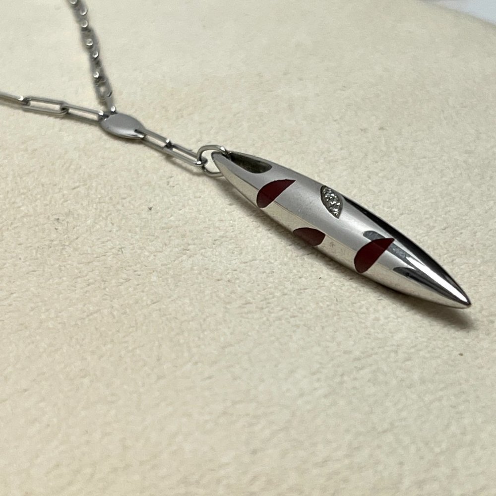 ❤️SOLD❤️ ITALIAN 18K White Gold La NOUVELLE BAGUE Diamond Pendant Necklace - Picture 7 of 12